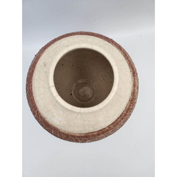 Artist Signed Large Dark Pink/Black Textured Raku Fired Round Vase 7"H - Picture 6 of 10